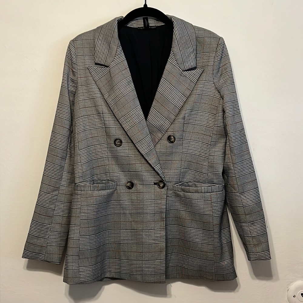 AQUA | Oversized Plaid Blazer